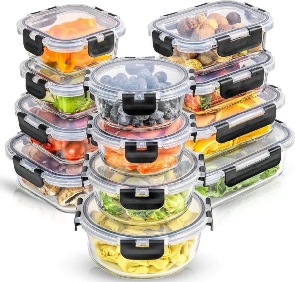 JoyJolt JoyFul 24pc(12 Airtight, Freezer Safe Food Storage Containers and 12 Lids)